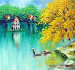 Tranh Hồ Gươm, bức tranh sơn dầu phong cảnh hồ Gươm đẹp