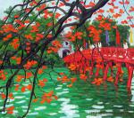 Tranh Hồ Gươm, bức tranh sơn dầu phong cảnh hồ Gươm đẹp